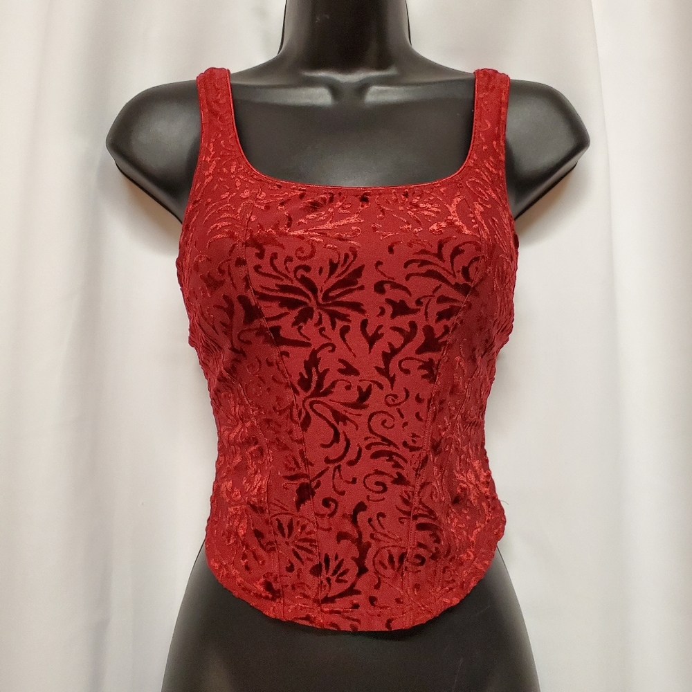 Vintage 90s y2k Victoria's Secret Corset Style Floral Burnout Velvet Mall Goth